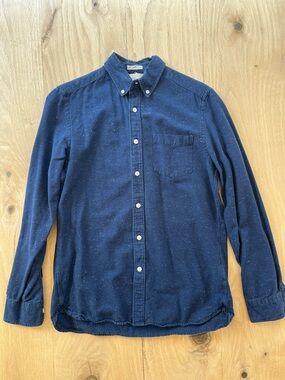 Men's H&M Navy Button-Down Shirt - Classic Long Sleeve